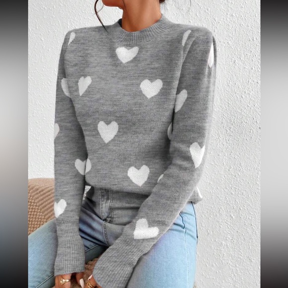 Cozy hearts print sweater top - Picture 6 of 6